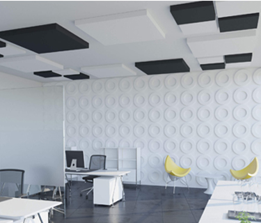 Vierkante geluidsabsorber met vlak oppervlak